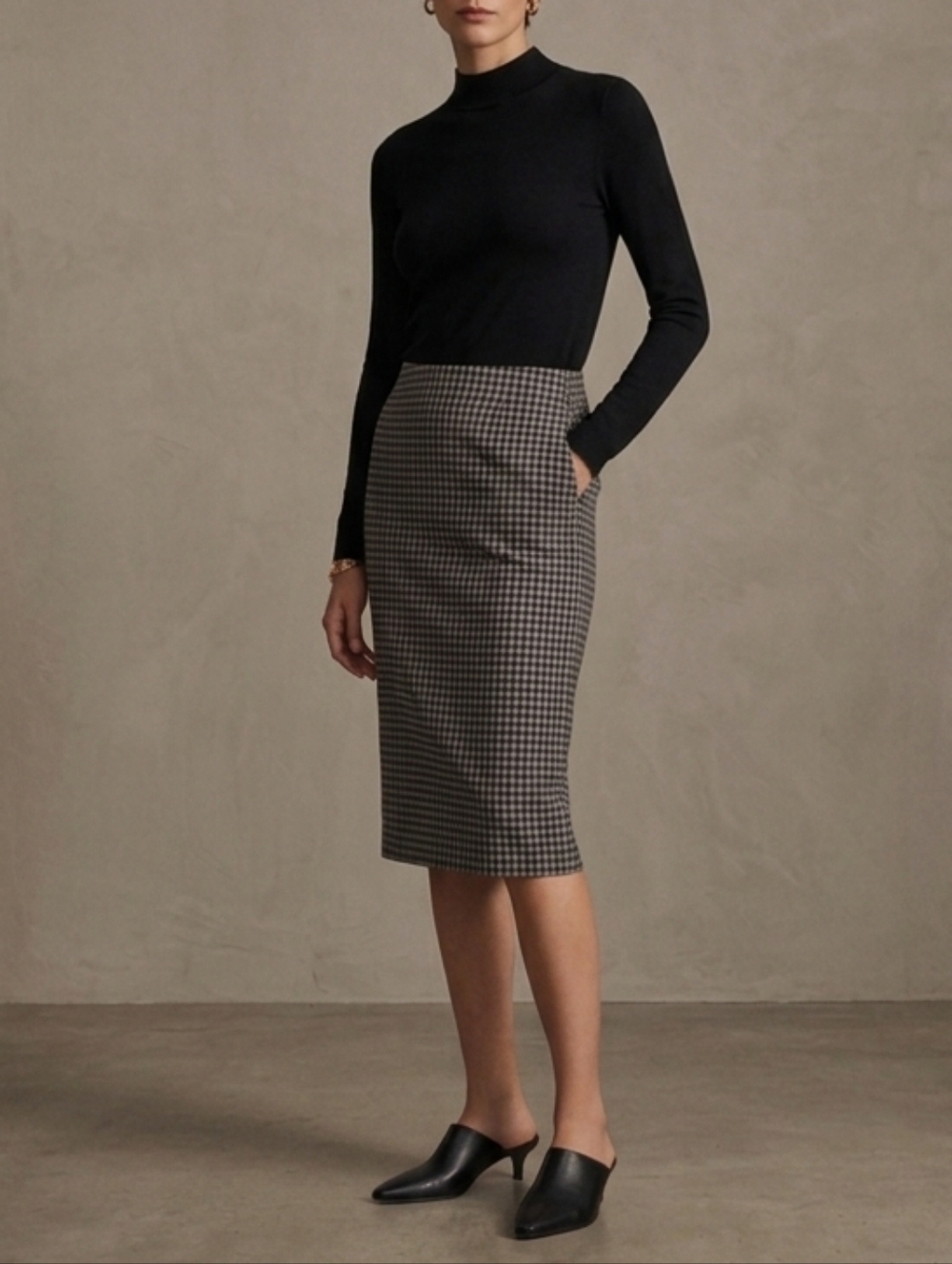 Vintage Wool Houndstooth Skirt